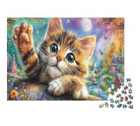 Gato 3D Rompecabezas 1000 Piezas Gatito tigrillo 3D jardín Flores Estético Desafiante Desafío Duro Imposible Regalo Mujeres Hombres Adultos Niños 52x38cm