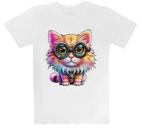 Gato 4 Camiseta Blanca para Niños Camiseta De Manga Corta para Niños Kids White tee Children Short Sleeve T-Shirt