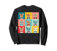 Gato Abisinio Pop Art Colorido felino cuadrícula Pajarita diseño Sudadera