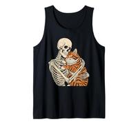 Gato Abrazando Esqueleto - Gatito Espeluznante Amante de los Gatos de Halloween Camiseta sin Mangas
