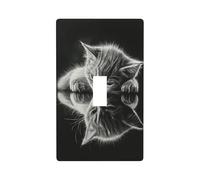 Gato acostado con espejo reflectante para interruptor de luz, placa de pared decorativa de una sola palanca para cocina, granja, dormitorio, baño, decoración artística