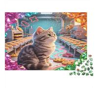 Gato Adorable Escena panadería Puzzle de 1000 Piezas Papel para Adultos Relajación Enfoque Juego Familiar Decoración Hogar Regalo 52x38cm/1000pcs