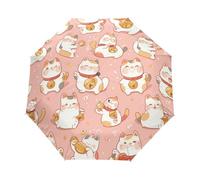 Gato Afortunado Japonés De Dibujos Animados Paraguas Plegable Automático Paraguas de Viaje Mujer Niño Niña Protección UV Resistencia Viento Impermeable
