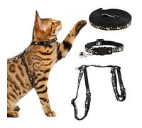 Gato Ajustable Resistente al Escape, Arnet para Gato con Banda Reflectante, Arnés Gatos Escape Cuerda de Seguridad Negro, Losa para Gatos Cachorro Gatito Pequeños Animales de Compañía