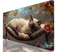 Gato Alfombrilla Escritorio XXL 520x250 mm Balancearse Mouse Pad Grande, Protector de Mesa Impermeable, Alfombrilla Ratón XL con Base Antideslizante, Accesorios Oficina, Regalo para Familia H0-929