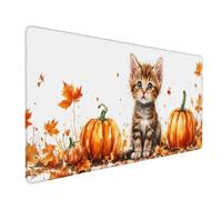 Gato Alfombrilla Ratón XXL 900 x 400 mm Víspera de Todos los Santos Alfombrilla Escritorio con Bordes cosidos Mouse Pad Impermeable, Antideslizante Protector Escritorio para Oficina, Juegos j7504