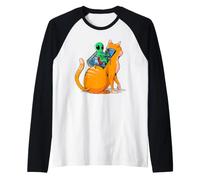 Gato Alien - Divertido Marciano Operando Lindo Robot Kitty - TFS Camiseta Manga Raglan