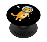 Gato Amante De Los Animales Astronauta Luna Espacial Mamá Papá Niños PopSockets PopGrip Adhesivo