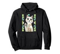 Gato amistoso del estilo del arte popular retro con la pata arriba saludando Sudadera con Capucha