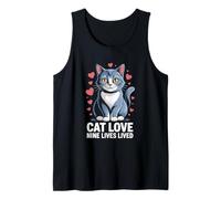Gato Amor Nueve Vidas Amante de los Gatos Felino Mascota Miau Amor Gato Camiseta sin Mangas
