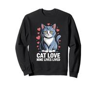 Gato Amor Nueve Vidas Amante de los Gatos Felino Mascota Miau Amor Gato Sudadera