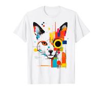 Gato Anime Colorido Geométrico Animal Arte Gato Camiseta