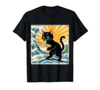 Gato anime divertido japonés comiendo ramen - Tema de gran ola Camiseta