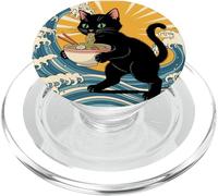 Gato anime divertido japonés comiendo ramen - Tema de gran ola PopSockets PopGrip para MagSafe