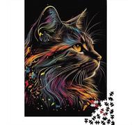 Gato Artístico Colorido Puzzle de 1000 Piezas Papel para Adultos Estilo Arte Vivo Diversión Familiar Decoración Hogar Regalo 38x26cm/1000pcs