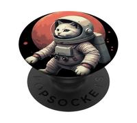 Gato astronauta Amante del espacio Astro PopSockets PopGrip Adhesivo