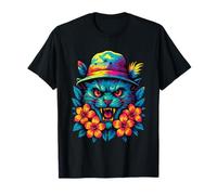Gato aterrador Spooky Tropical Summer Kitten Halloween Summerween Camiseta