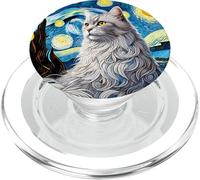 Gato atigrado blanco gatito - Van Gogh Starry Night Style PopSockets PopGrip para MagSafe