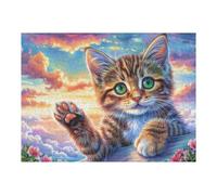 Gato Atigrado en el Jardín Floral Rompecabezas 500 Piezas Cartón Grueso para Coleccionistas Noches De Cita Mejora Concentración Ocio En Casa Regalo Reyes Magos 500 PCS