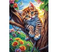 Gato atigrado en un árbol con Flores Puzzle 1000 Piezas Cartón con Papel Toda La Familia Sueño Mágico de Ciencia Ficción Tiempo Libre En Casa Más Vendido Regalo Original 1000 PCS