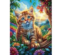 Gato atigrado en un árbol florecido Puzzle 500 Piezas Cartón Grueso Para Toda La Familia Sueño Mágico de Ciencia Ficción Desarrollo Lógica Agilidad Mental Actividad Hacer En Grupo Idea De Regalo 500 P
