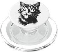 Gato atrevido sacando la lengua humor animal divertido PopSockets PopGrip para MagSafe
