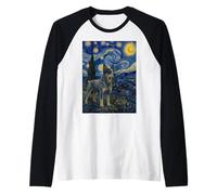 Gato Australiano de Cola rechoncha de Van Gogh Starry Night Camiseta Manga Raglan