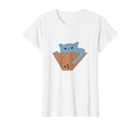 Gato Azul alcanzando golosinas Camiseta gráfica económica, Mujer, Blanco, M