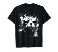 Gato Azul Ruso Fresco con Gafas de Sol Blanco Splash Art Cats Camiseta