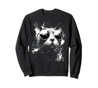 Gato Azul Ruso Fresco con Gafas de Sol Blanco Splash Art Cats Sudadera