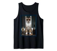 Gato Bebiendo Vino en un café con Gafas de Sol Vibes Camiseta sin Mangas