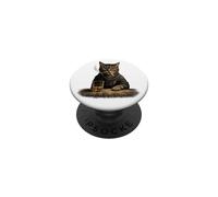 Gato Bebiendo Whisky Vintage Mala Actitud Hombres Amante del Licor PopSockets PopGrip Adhesivo