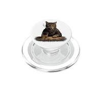 Gato Bebiendo Whisky Vintage Mala Actitud Hombres Amante del Licor PopSockets PopGrip para MagSafe
