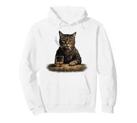 Gato Bebiendo Whisky Vintage Mala Actitud Hombres Amante del Licor Sudadera con Capucha