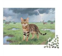 Gato Bengal Puzzle De 1000, DIY, Juguete Educativo, Decoración del Hogar, para Niños Mayores De 12 Años 1000pcs (75x50cm)