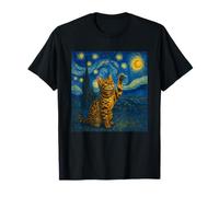Gato Bengala Noche Estrellada Van Gogh Camiseta