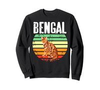 Gato Bengala Retro Atardecer para Amantes de los Felinos Sudadera