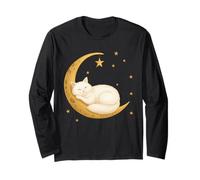 Gato Blanco Durmiendo En Luna Creciente Manga Larga