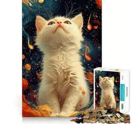 Gato Blanco en Arte Abstracto Rompecabezas para Adultos de 1000 Piezas Juego de lógica Corte de precisión Bordes Lisos reuniones Familiares (38x26cm)