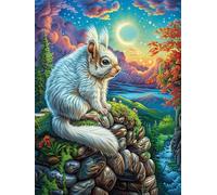 Gato blanco en el bosque mágico Rompecabezas 300 Piezas Cartón Para Niños Mayores 14 Años Dibujo Animado de Paisajes de Cuento de Hadas Entretenimiento Casa Antiestrés Detalle San Valentín Detalle Úni