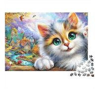 Gato Blanco Enojado 1000 Pieces Premium Cardstock Decoración de Mascotas esponjosas Jigsaw Puzzle for Adults Creativity Wall Decor Great Gift for Men Women Family Friends 70x50cm/1000pcs