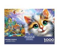 Gato Blanco Enojado Puzzle para Adultos Desafío Mental con Alma De Obra De Arte Excepcional, Diseñado para Adultos Y Niños Desde 14 Años 38x26cm/1000pcs