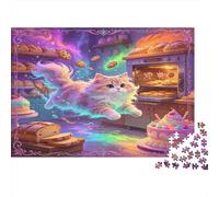 Gato Blanco Fantasía Panadería Puzzle de 1000 Piezas Papel para Adultos Escena de Postres Mágicos Puzzle para Toda la Familia Relajación Decora Regalo 52x38cm/1000pcs
