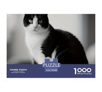 Gato Blanco Negro_1 Material De Papel Resistente Buen Rompecabezas, Apto para Relax En Casa Y Hobbies Personales 52x38cm/1000pcs