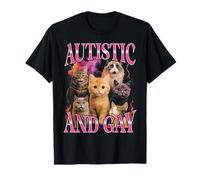 Gato Bootleg Divertido Autista Y Gay Camiseta