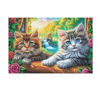 Gato Bosque de Flores Puzzle 1000 Piezas Familiar Creativo Tiempo Feliz Rompecabezas 3D para Familia Juguete Educativo Construir Maquetas Aliviar Estrés 1000 PCS