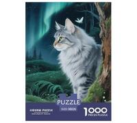Gato Bosque Noruego Puzzle 1000 Piezas para Entretenimiento Creativo Clásicos Regalos Obra De Arte Rompecabezas Desafiante Noches De Juegos para Adultos Y Niños 38x26cm/1000pcs