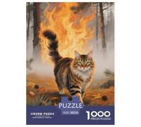 Gato Bosque Noruego Puzzle 1000 Piezas para Pasatiempo Creativo Clásicos Regalos Decoración del Rompecabezas Desafiante Noches De Juegos para Adultos Y Niños 38x26cm/1000pcs