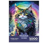 Gato Bosque Noruego Puzzle Imposible,desafío for Adults Animaleses Entretenimiento Creativo 1000 Piezas Obra De Arte De Juego De para Adultos, Regalos A Partir De 14 Años 38x26cm/1000pcs