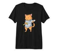 Gato Caballero con Espada Camiseta Premium